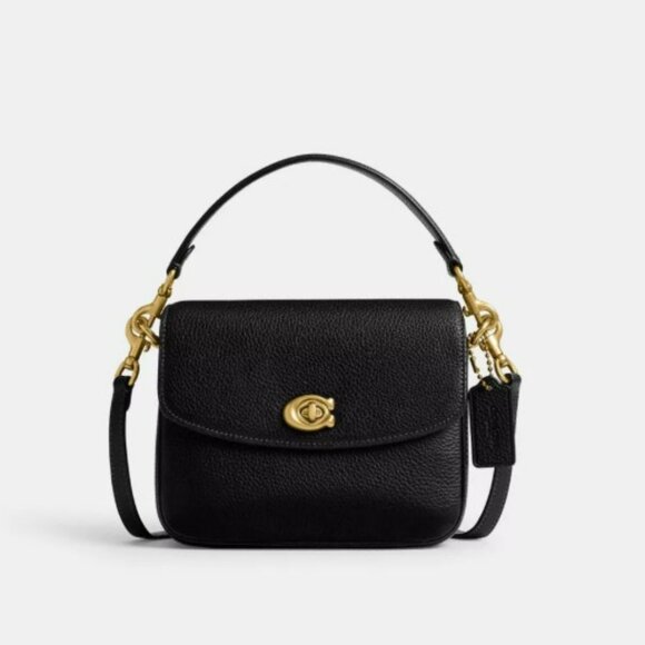 NWT Coach Polished Pebbled Leather Cassie Crossbody 19 in Black - Picture 1 of 5